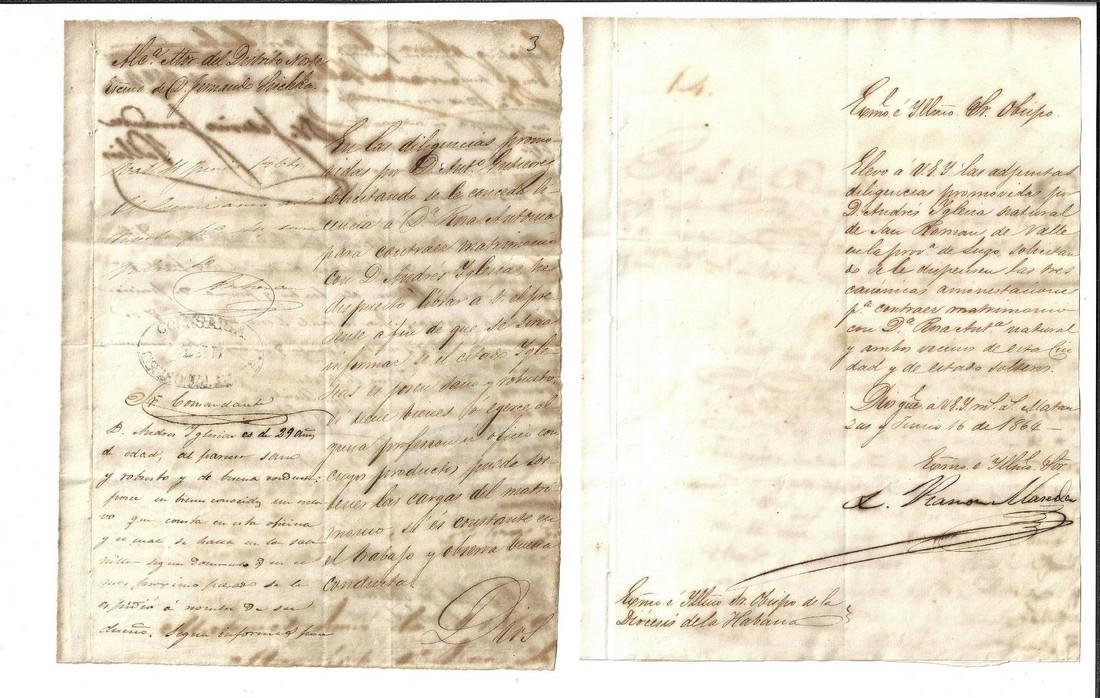 1864 Two Cuba Manuscript Documents (1 of 2)