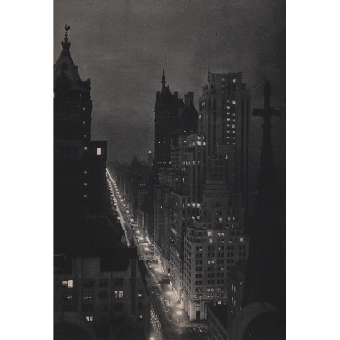 MARIO BUCOVICH - 5th Avenue from Hotel Gothem: Artist: MARIO BUCOVICH Print Title: 5th Avenue from Hotel Gothem Medium: Sheet-fed Gravure Printing Date: 1930's Printed in the USA Image Size approx: 7 x 10 inches Mario von Bucovich (1884-1944) was 
