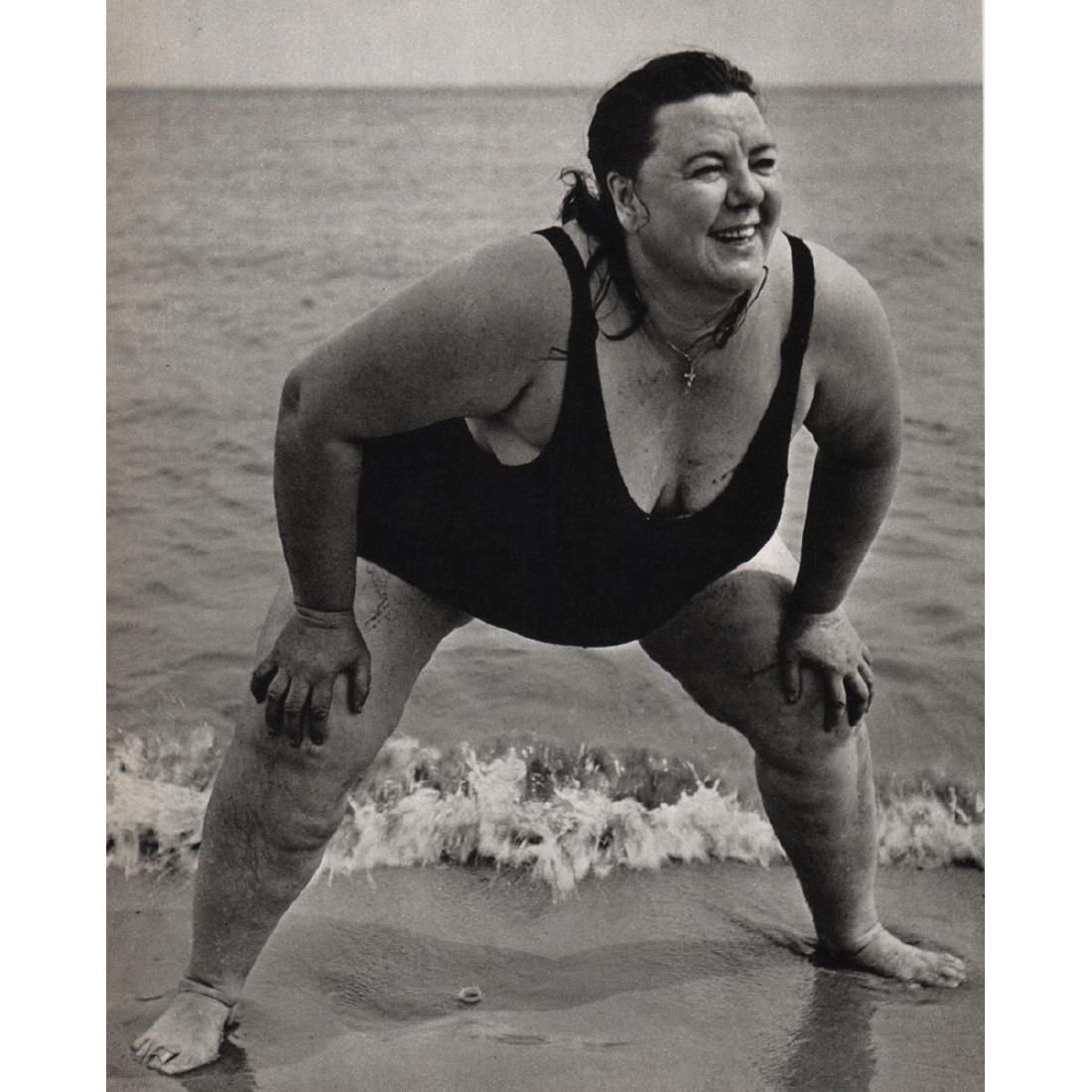 LISETTE MODEL - Woman at Coney Island: Artist: LISETTE MODEL Print Title: Woman at Coney Island Medium: Sheet-fed Gravure Printing Date: 1970's Printed in England Image Size: 7 x 8.5 inches Lisette Model born Elise Amelie Felicie Stern; (N