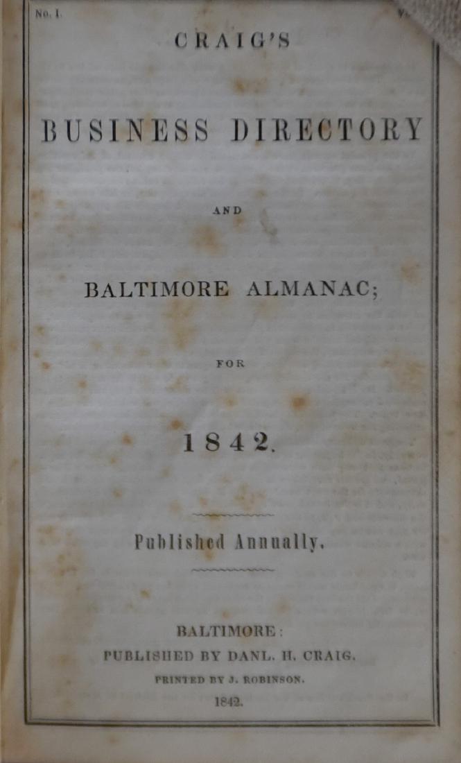 Craig's Business Directory and Baltimore Almanac; for (1 of 2)
