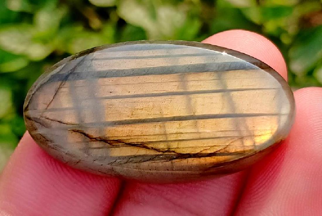 36.90 Carat Stunning Natural Labradorite Cab~ Africa: No Reserve! Title: 36.90 Carat Stunning Natural Labradorite Cab~ Africa Color/Clarity: None Gemstones: Labradorite Carat Weights: 33.90 Carat Size/Dimensions: 36x19x6 mm Origin: Africa Treatment: Natu