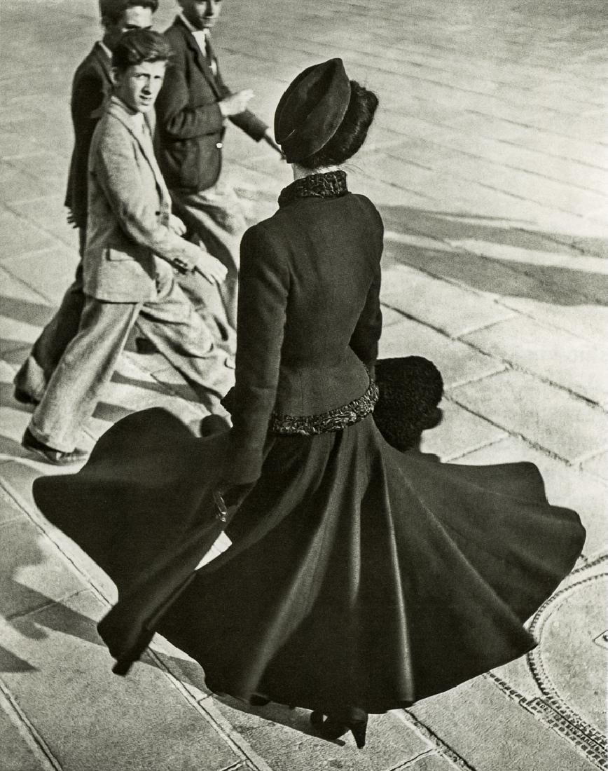 RICHARD AVEDON - Renee, New Look of Dior, 1947: Artist: Avedon, Richard Title: Renee, New Look of Dior, Place de la Concorde 1947 Medium: Photo Litho, 1999, United Kingdom Dimensions: 6.3x8" Heat Wax Mounted on 11x14" Conservation Board Richard Ave