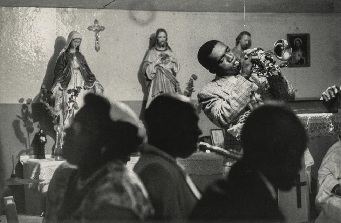 LEE FRIEDLANDER - John Handy, Melvin Lastie at Church: Artist: Friedlander, Lee Title: John Handy, Melvin Lastie at Mama Lou's Church Medium: Duotone Photo Litho, 1992, Italy Dimensions: 8.7x5.7" Heat Wax Mounted on 11x14" Conservation Board Lee Friedland