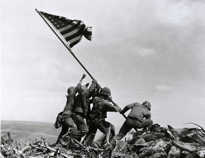 JOE ROSENTHAL - Raising the Flag on Iwo Jima, 1945: Artist: Joe RosenthalTitle: Raising the Flag on Iwo Jima, 1945Date Printed: 2008Medium: Photo Litho with Copyright Joe Rosenthal/Ap PhotoPrinter Location: Italy15x19 cm - 7.5x5.9 inchMount Size: