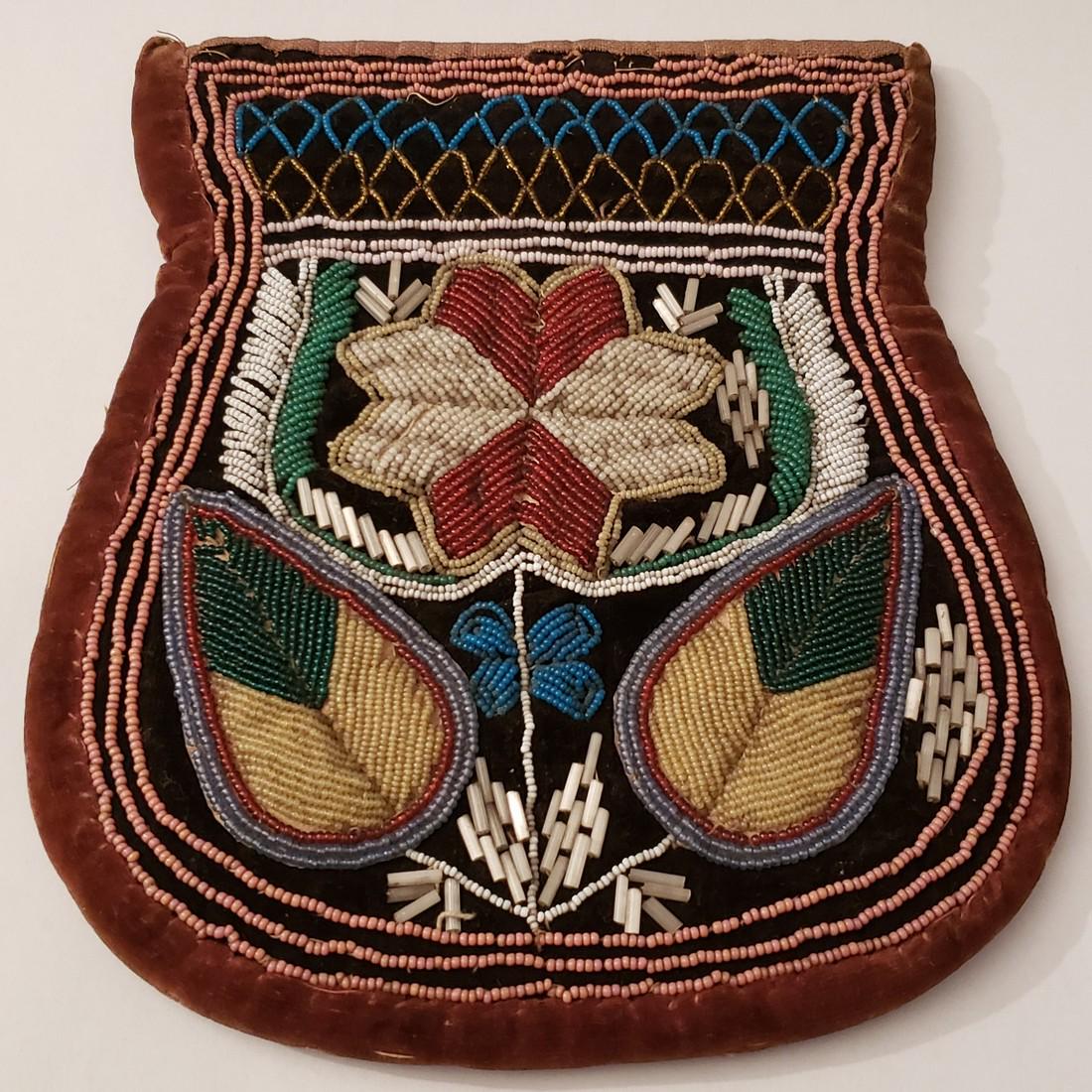 Wabanaki floral beaded bag ca 1850-1870 (1 of 3)