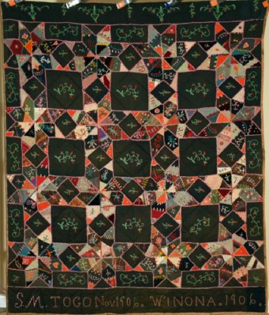 Vintage Touching Stars Antique Quilt Dated 1906 (1 of 12)