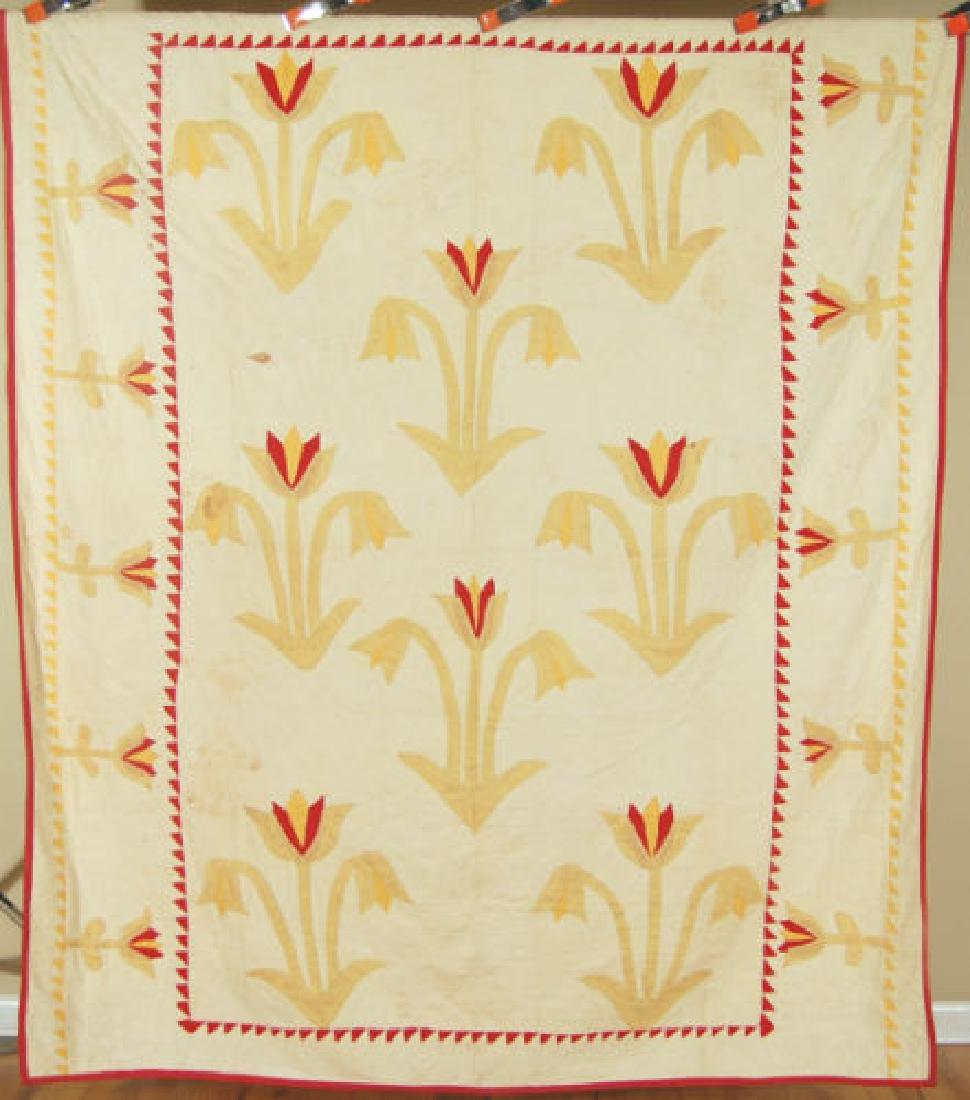 1880's Tiger Lily Applique Antique Quilt ~Double (1 of 8)