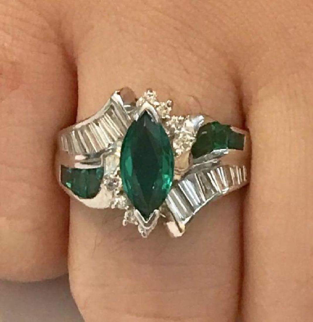 CERTIFIED $1,675 ESTATE LADIES DIAMOND AND SYN EMERALD (1 of 12)