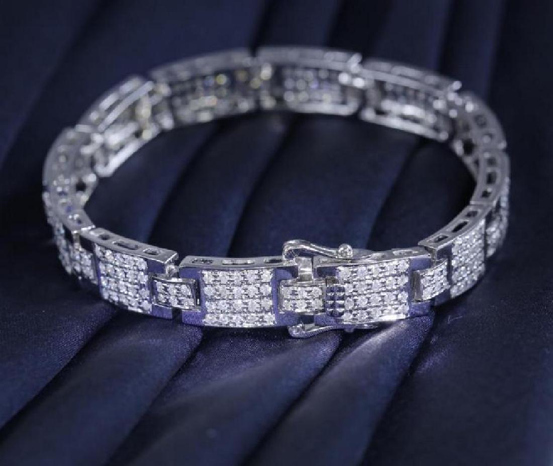 14 K / 585 White Gold Men's Diamond Bracelet (1 of 9)