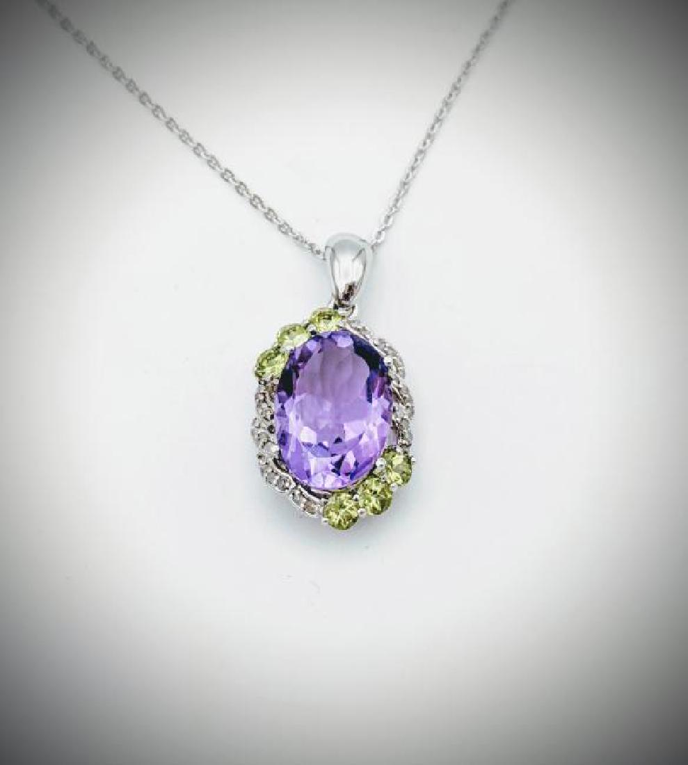 Necklace w Diamonds, Amethyst & Peridot Pendant (1 of 6)