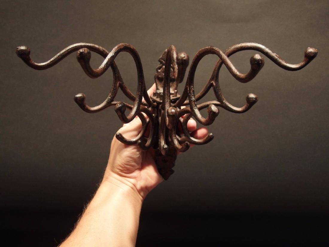 5 arm Cast Iron Swivel Wall Hook Coat Rack (1 of 10)