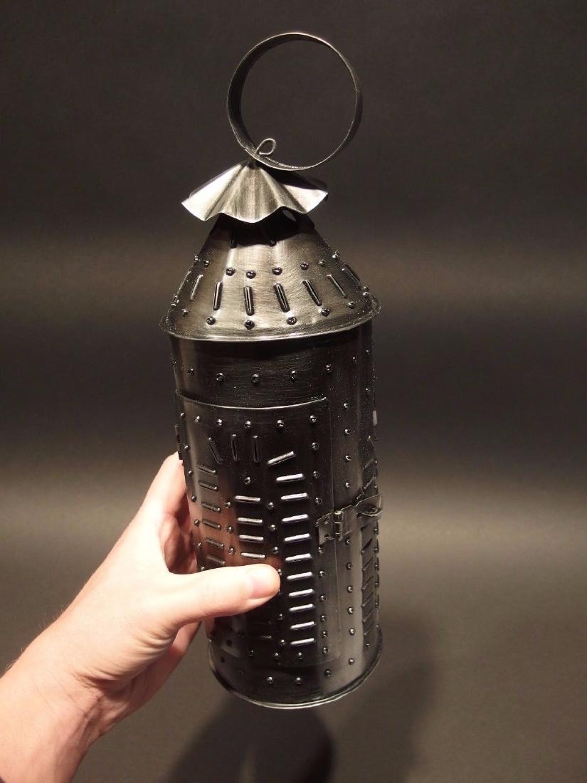 Punched Tin Rolled Iron Candle Lamp (1 of 9)