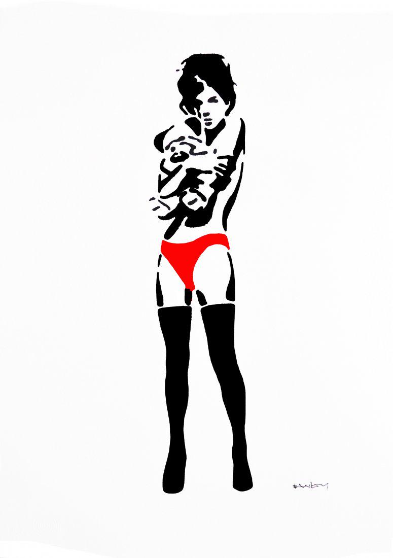 Banksy, After Sexy Girl Hugging Teddy Red Panties (1 of 1)