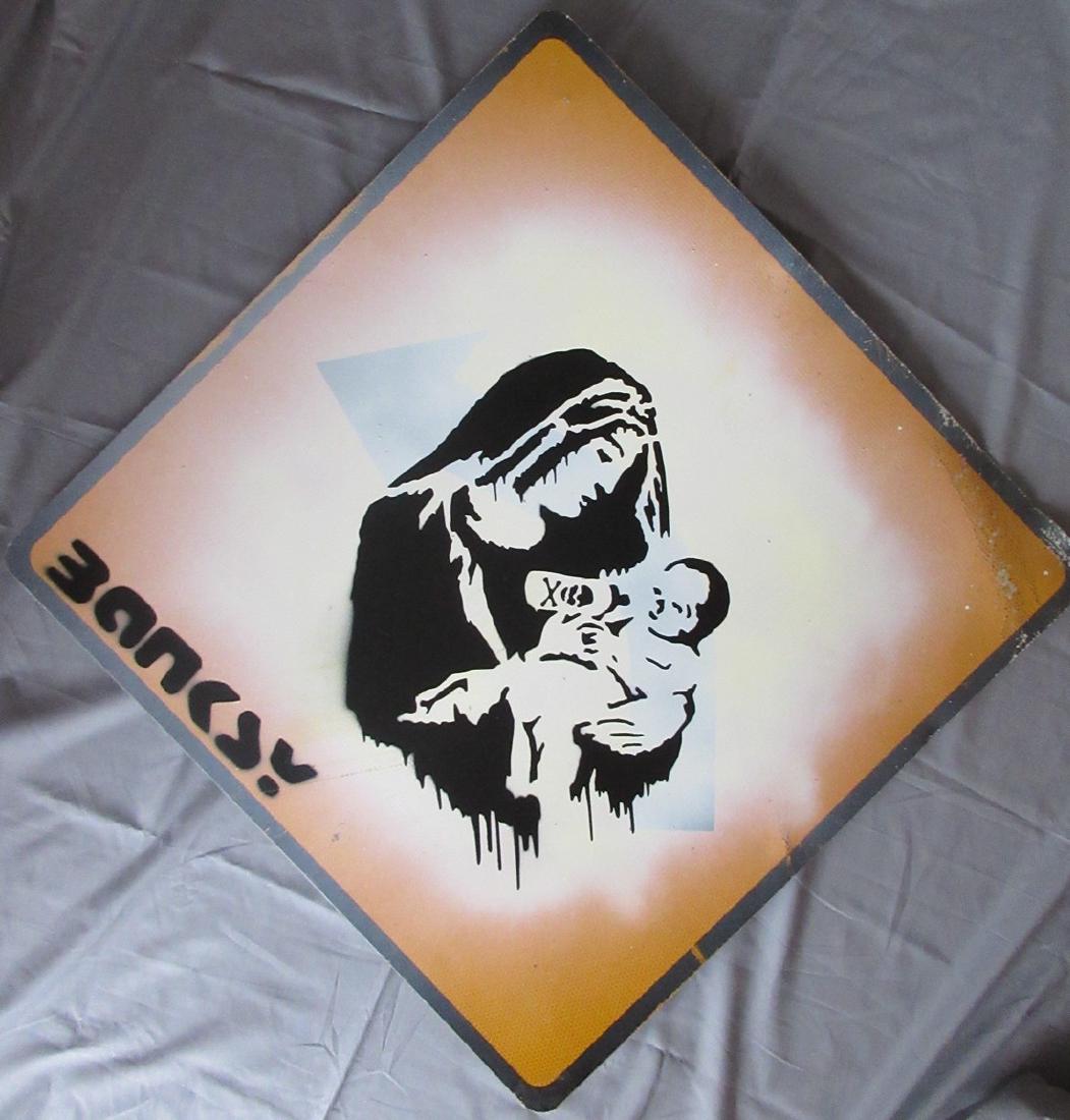 Banksy Toxic Mary metal spray paint street sign (1 of 4)