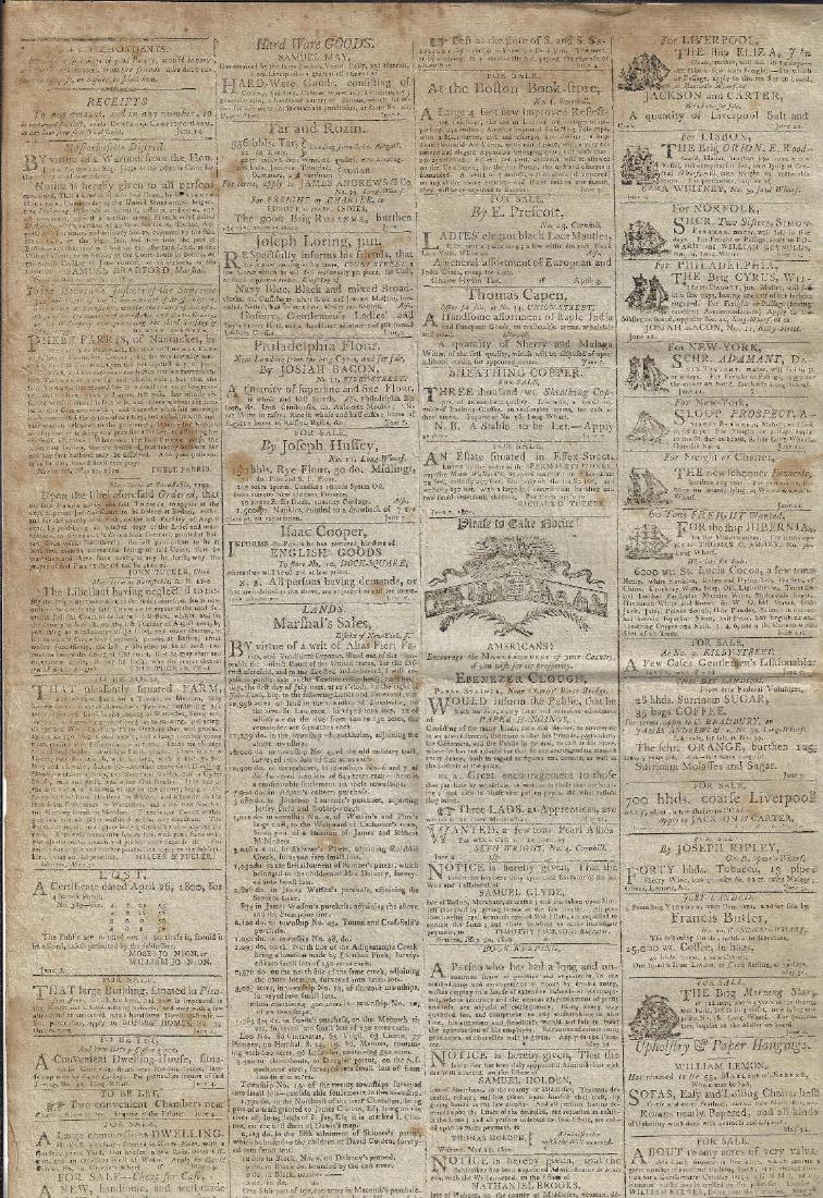 1800 Boston Federalist Newspaper Great Ads (1 of 2)
