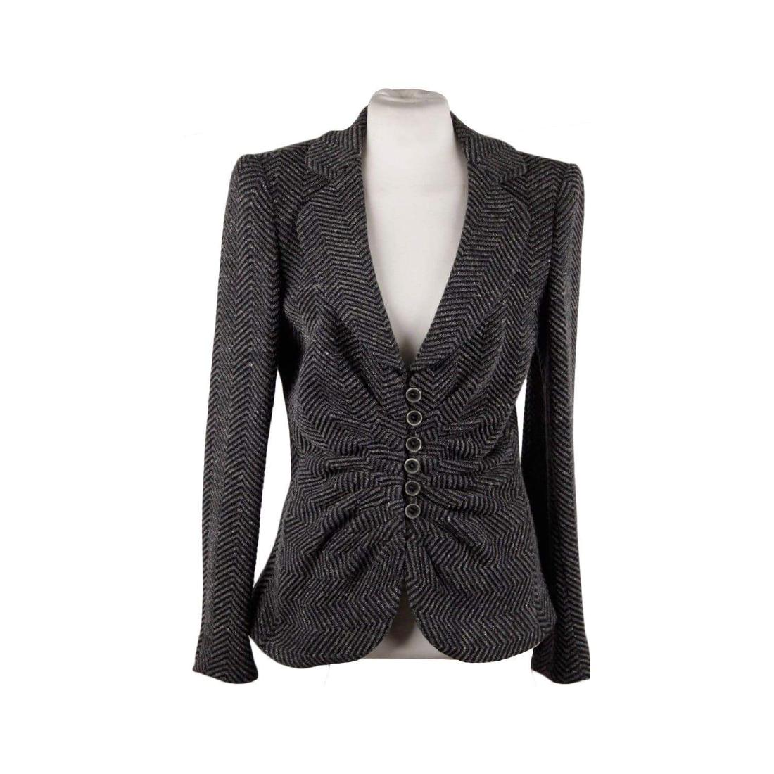 ARMANI COLLEZIONI Gray Textured Wool Blend BLAZER (1 of 6)