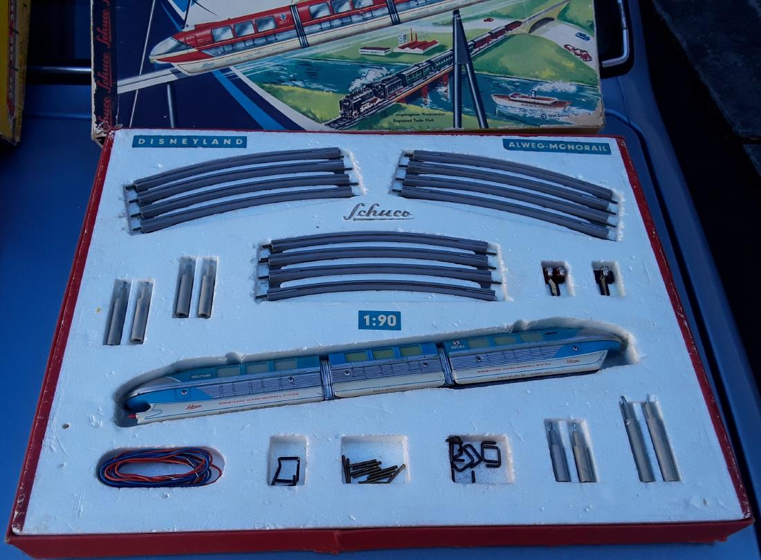 Schuco Monorail / Schuco Disneyland Alweg: Schuco Monorail / Schuco Disneyland Alweg Monorail,fully operational, the rarer blue version, c9.5, . Reserve: $580.00 Shipping: Domestic: Flat-rate of $45.00 to anywhere within the contiguous U.S. In