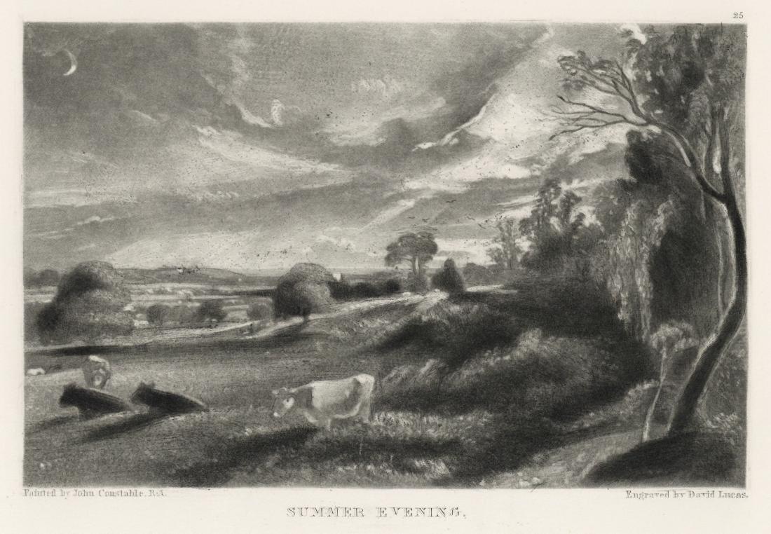 Sir John Constable / David Lucas mezzotint "Summer: Sir John Constable / David Lucas mezzotint "Summer Evening" This beautiful mezzotint engraving was composed by John Constable and engraved by David Lucas. It is from the much sought-after "English Lan