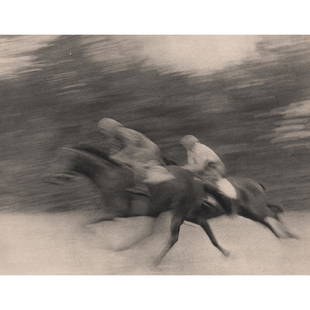 PIERRE BOUCHER - Horse Race: Artist: PIERRE BOUCHER Print Title: Horse Race Medium: Sheet-fed Gravure Printing Date: 1930's Printed in France Image size approx. 8.25 x 6.25 inches Pierre Boucher (1908 - 2000 ) was a French photog