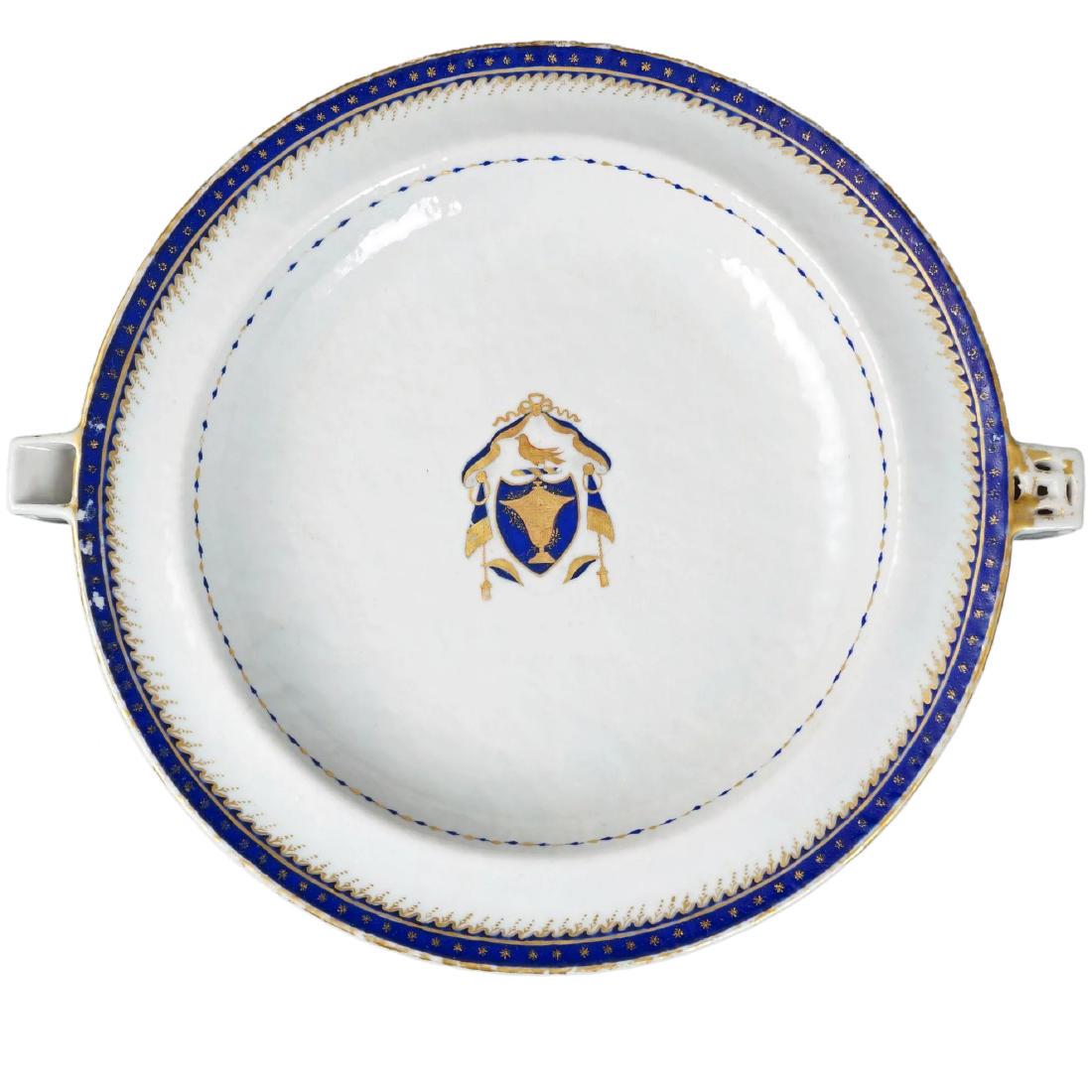 Armorial Chinese Export Blue and White Warming Dish (1 of 5)