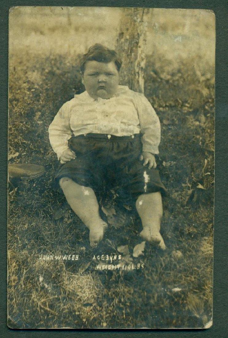 c.1930 Vintage CIRCUS SIDESHOW freak FAT BOY IDd JOHN W (1 of 2)