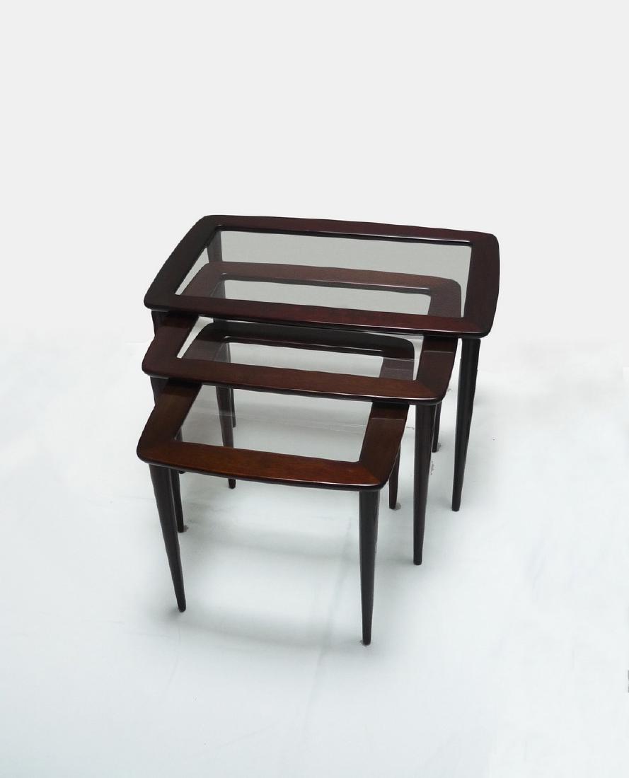 Ico Parisi mahogany and glass nesting tables, circa (1 of 11)