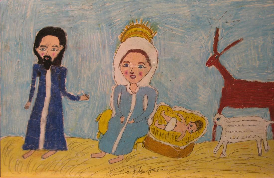 Emma Gibson: Nativity: Title: Nativity Artist: Emma Gibson Date: undated Materials: Pastel Dimensions: 11 ½ x 17 ½ Shipping: Domestic: Flat-rate of $25.00 to anywhere within the contiguous U.S. International: Foreign ship