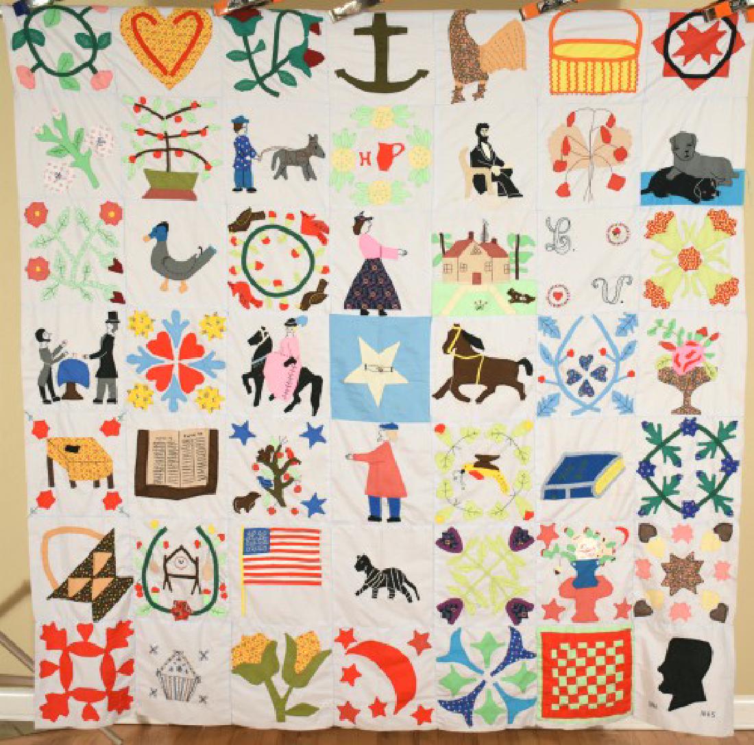 Vintage Album Applique Quilt Top ~American Flag, Bible, (1 of 14)
