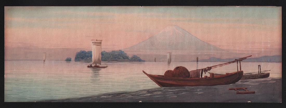 Unidentified Woodblock Watercolor painting on paper (1 of 2)