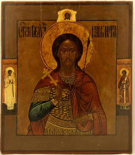 Saint Nikita: Icon: Saint NikitaDimensions; 30.5 x 35 cm; Century; 19 Saint Nikita Reserve: $1,200.00 Shipping:Domestic: Flat-rate of $40.00 to anywhere within the contiguous U.S.International: Foreign