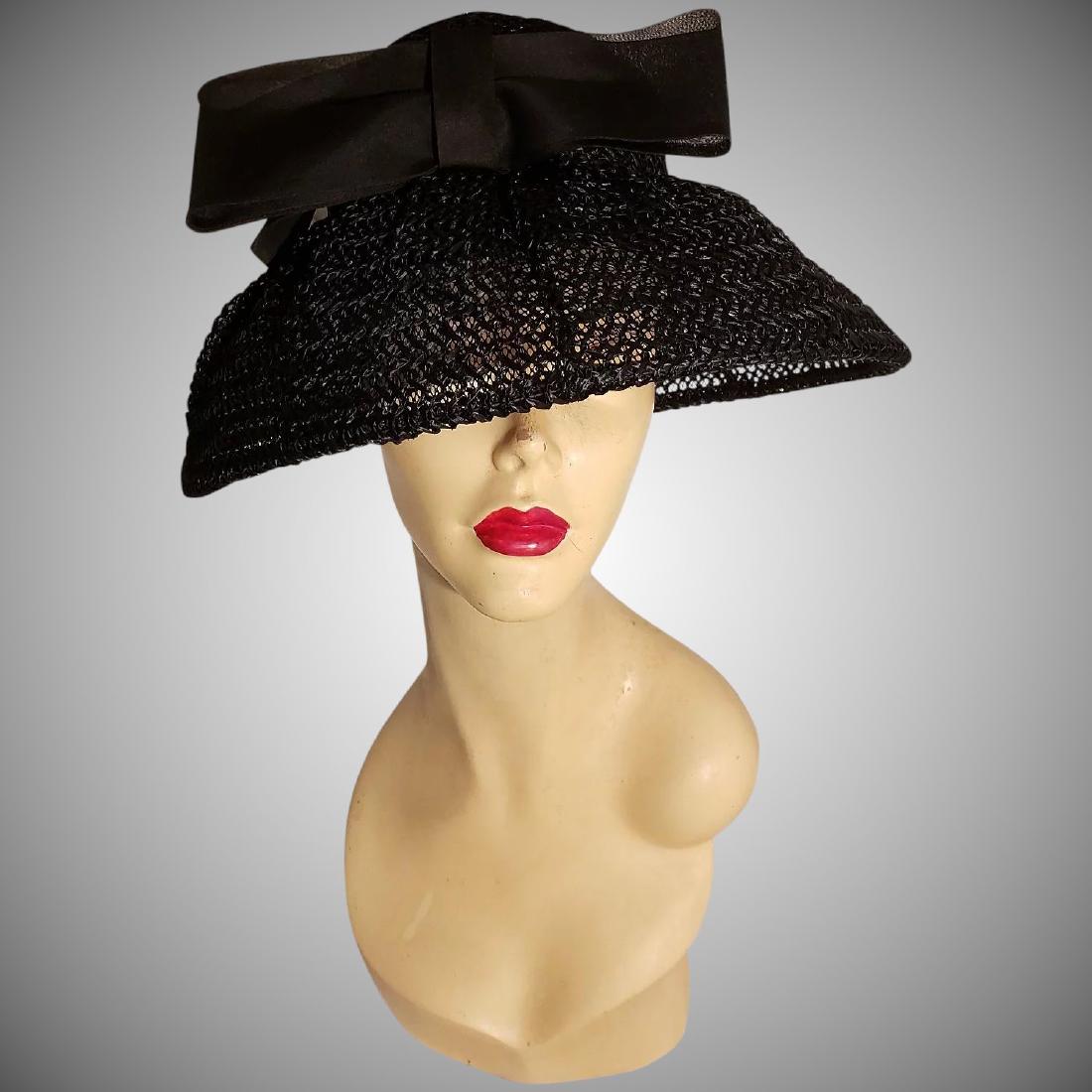 Vtg 1940's Mlle. Arlette New York straw hat beehive (1 of 6)