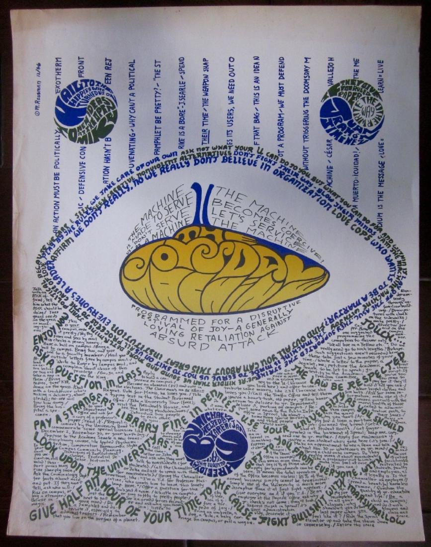 THE JOYSDAY MACHINE – ORIGINAL 1966 CONCERT POSTER –: Description THE JOYSDAY MACHINE – ORIGINAL 1966 CONCERT POSTER – MICHAEL ROSSMAN GROOVY ART! Original 1966 Concert Advertising poster (17 1/2? x 22 1/2?) Poster has some stain darkening along left