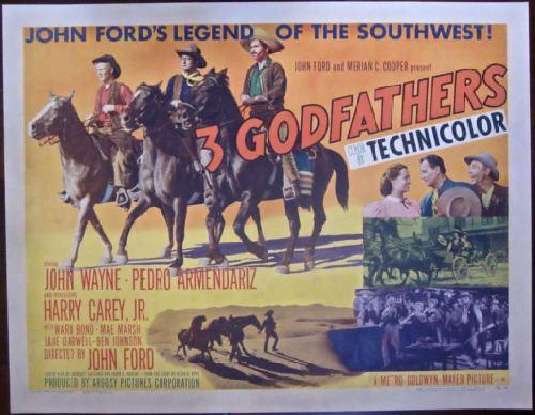 PRICE CUT 250!! 3 GODFATHERS 1949 HALF SHEET PB POSTER: Description PRICE CUT 250!! 3 GODFATHERS 1949 HALF SHEET PB POSTER – WAYNE & FORD RARE! 3 GODFATHERS – ORIGINAL 1949 HALF SHEET PB POSTER – JOHN WAYNE & JOHN FORD RARE! Original 1949 Paperbacked