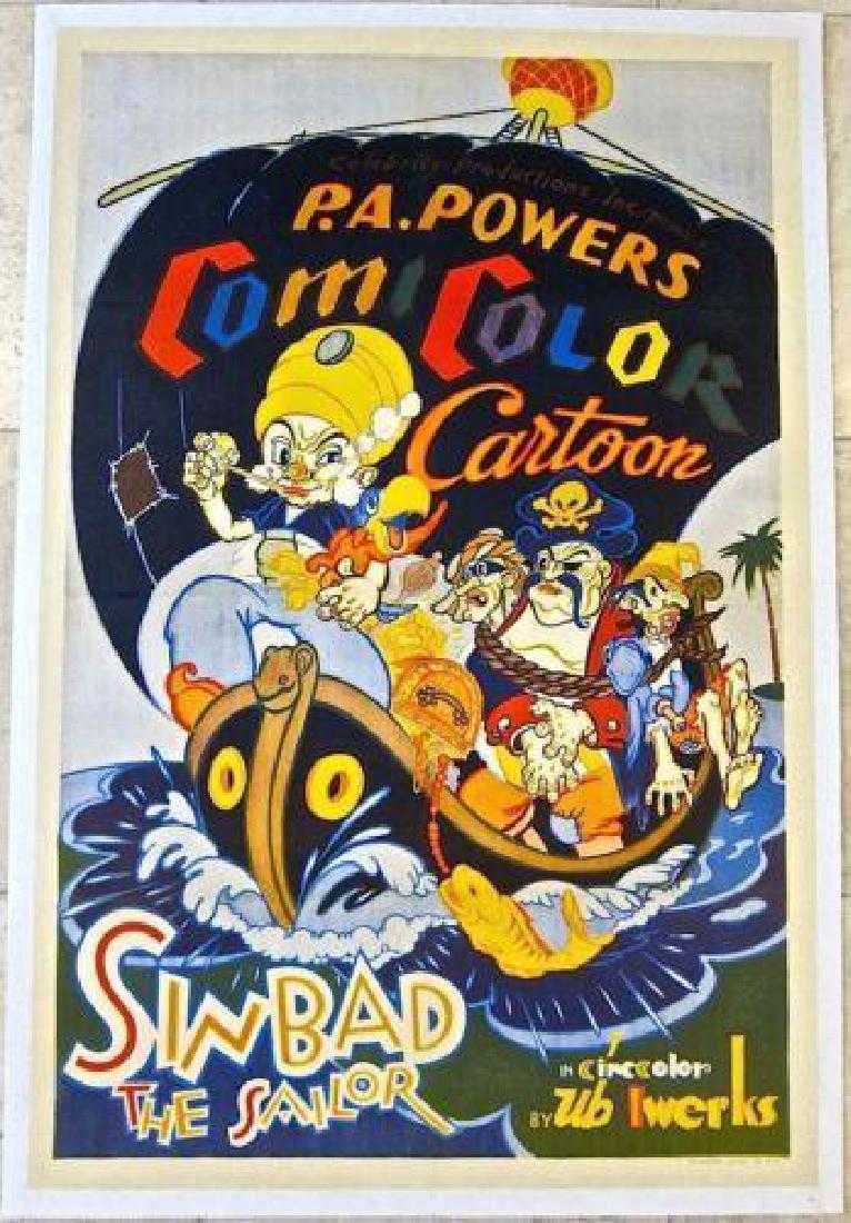 CUT AGAIN! SINBAD THE SAILOR ’35 LB 1 SH UB IWERKS: Description $500 OFF! SINBAD THE SAILOR ’35 LB 1 SH UB IWERKS CO-CREATED MICKEY MOUSE! SINBAD THE SAILOR (Powers ComicColor Cartoons, 1935)Size: Original U.S. One Sheet (27? x 41?)Condition: Overall
