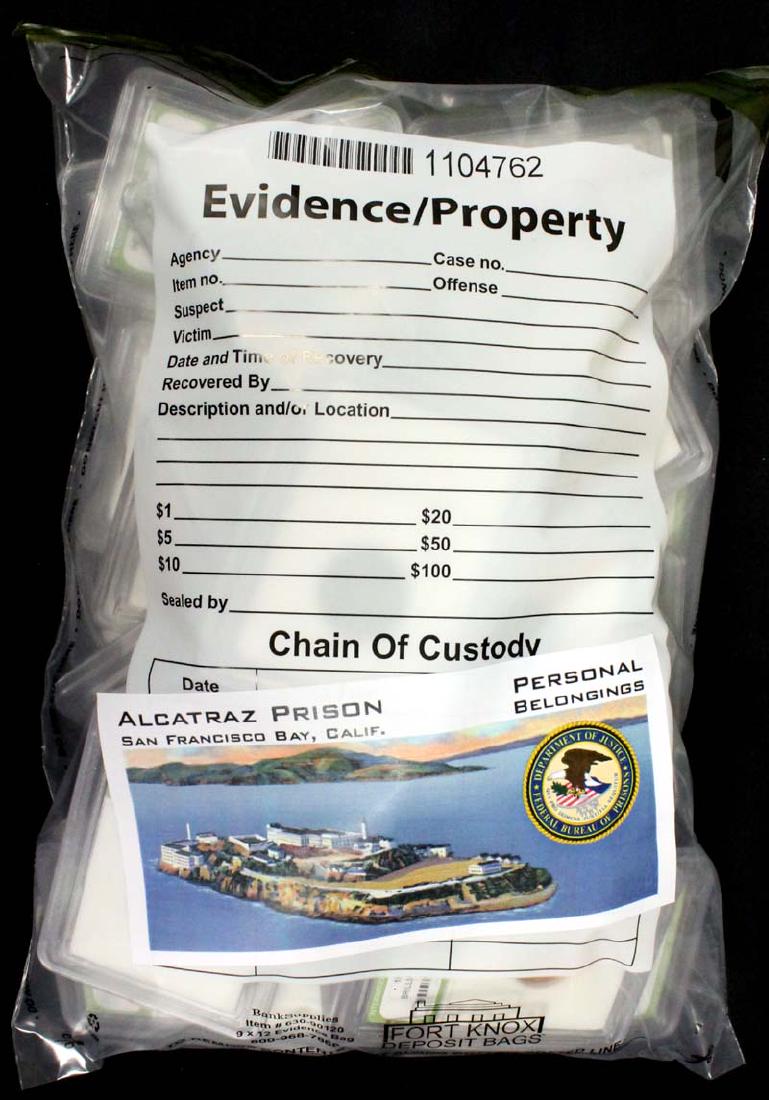 Alcatraz Evidence Bag Filled with 40 Slabbed Coins (1 of 5)