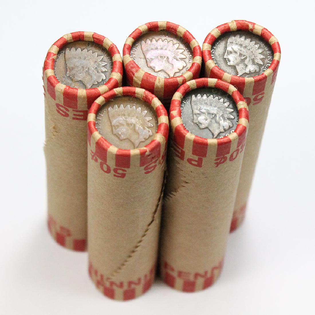 Five Mixed Date Wheat Cent Rolls with Indian and Steel (1 of 2)
