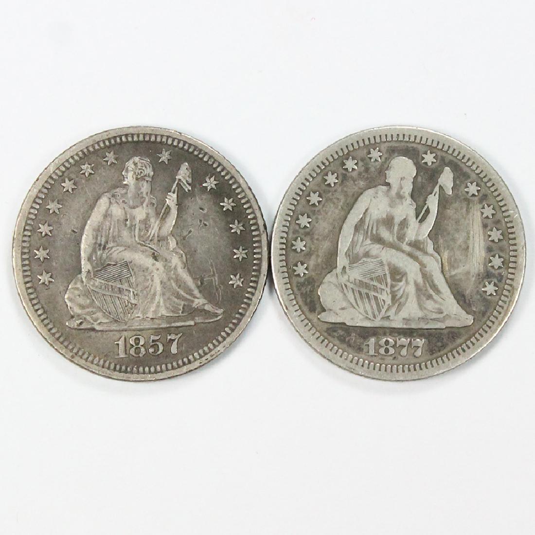 Lot of Two 90% Silver Seated Liberty Quarters - Exact (1 of 6)