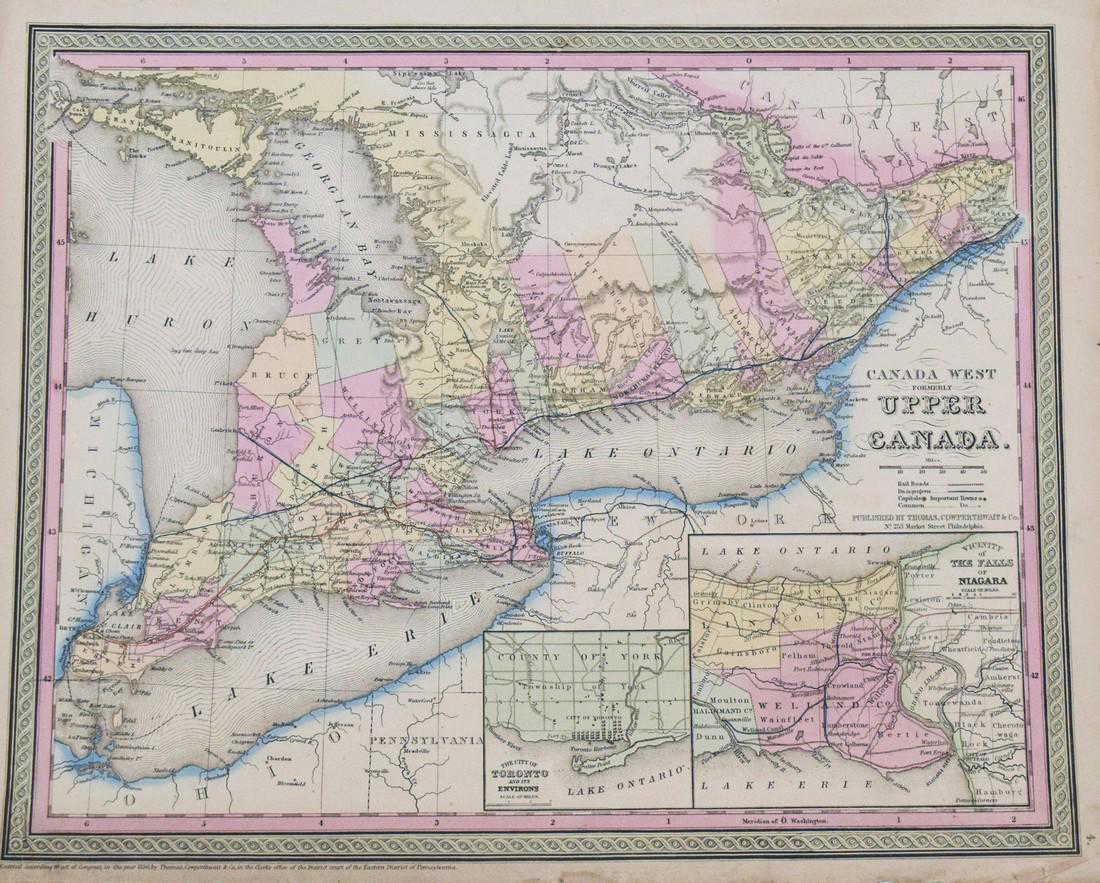1850 Thomas, Cowperthwait Map of Upper Canada Canada