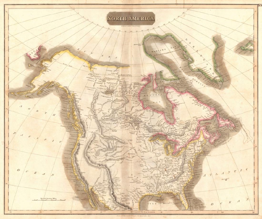 North America: Reserve Reduced! Title: North America Publication Date: 1817 Cartographer: THOMSON, JOHN & CO. Publisher: JOHN THOMSON, JUNR. & CO. Size: 19.5 x 23.5 No.42 from Thomson's New General Atlas 1817. N.R.