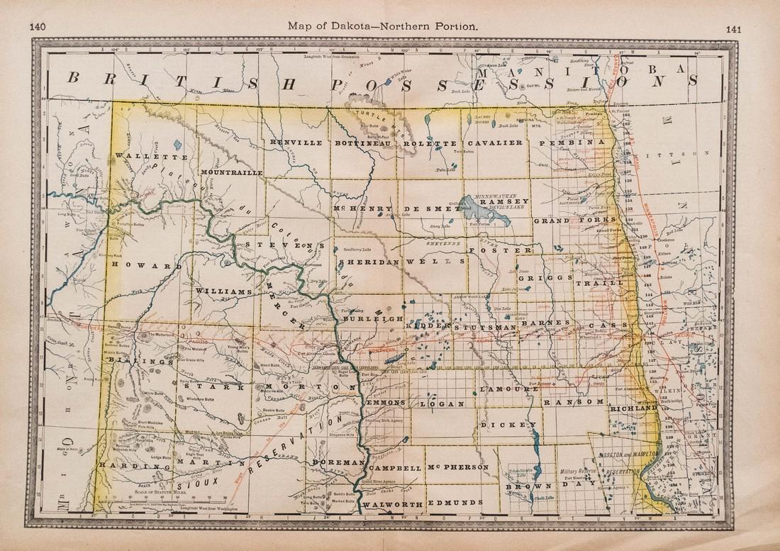 1883 Hardesty Map of Northern Dakota -- Map of (1 of 1)