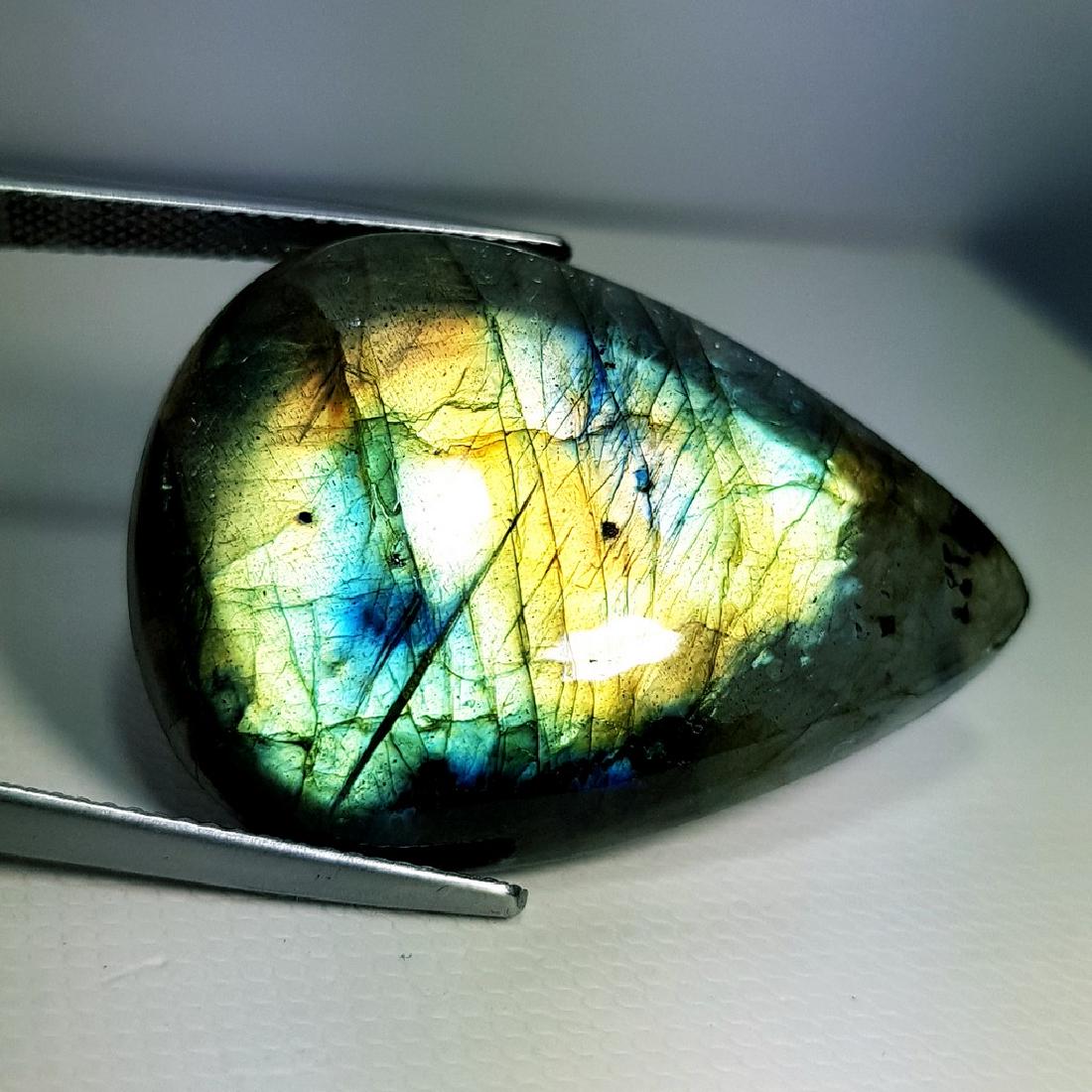 40.88 ct Natural Labradorite: No Reserve! Item: 40.88 ct Natural Labradorite Color/Clarity: Opaque Loose gemstone Carat Weight: 40.88 Size/Dimensions: 33.64 x 23.98 x 6.90 Pear - USA Shipping: Domestic: Flat-rate of $10.00 to anyw