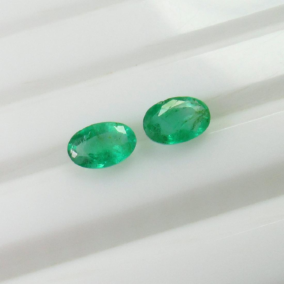 0.87 Ct Genuine Zambian Emerald 6X4 mm Oval Pair (1 of 2)