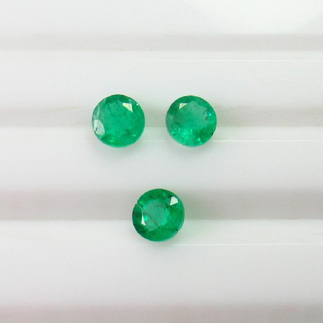 1.05 Ct Genuine 3 Zambian Emerald 4.5 mm Round Set (1 of 2)
