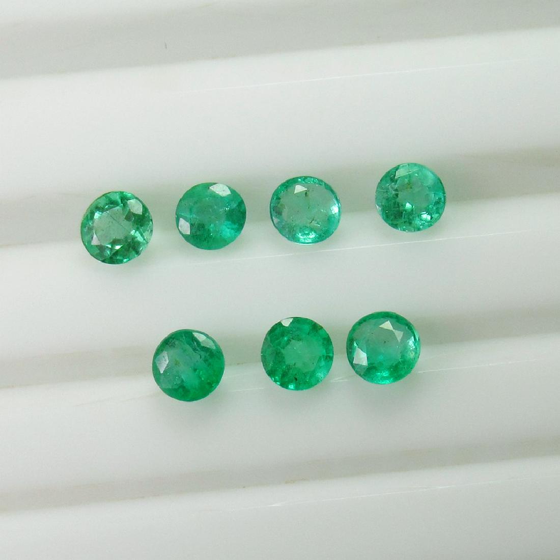 1.85 Ct Genuine 7 Zambian Emerald Round Set (1 of 2)