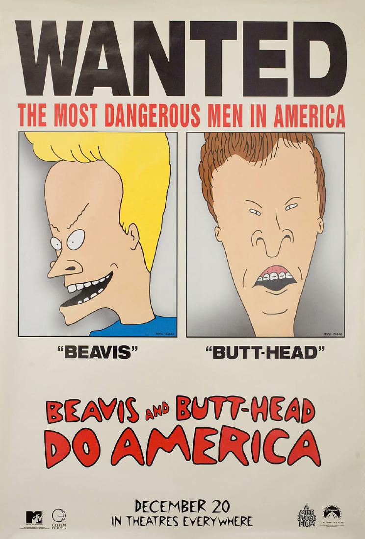 Beavis and Butt-Head Do America: ID 2797 SKU 113559 DATE 1996 COUNTRY USA SIZE APPROX One Sheet 27 x 41 INCHES CONDITION Very Good-Fine (Rolled) Advance f/ Mike Judge animation Reserve: $45.00