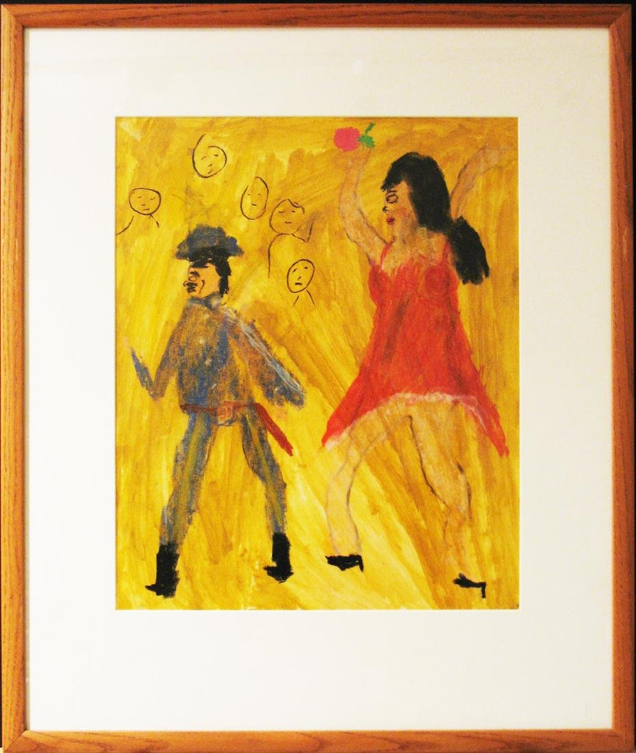 John D. Holly: Carmen II – Act 1, The Habanera: Title: Carmen II – Act 1, The Habanera Outsider Artist: John D. Holly Date: 1998 Materials: Pastel & Acrylic Dimensions: 14 x 17 Additional Information: 4189 JDH 122 Prov Artist to owner Shipping: D