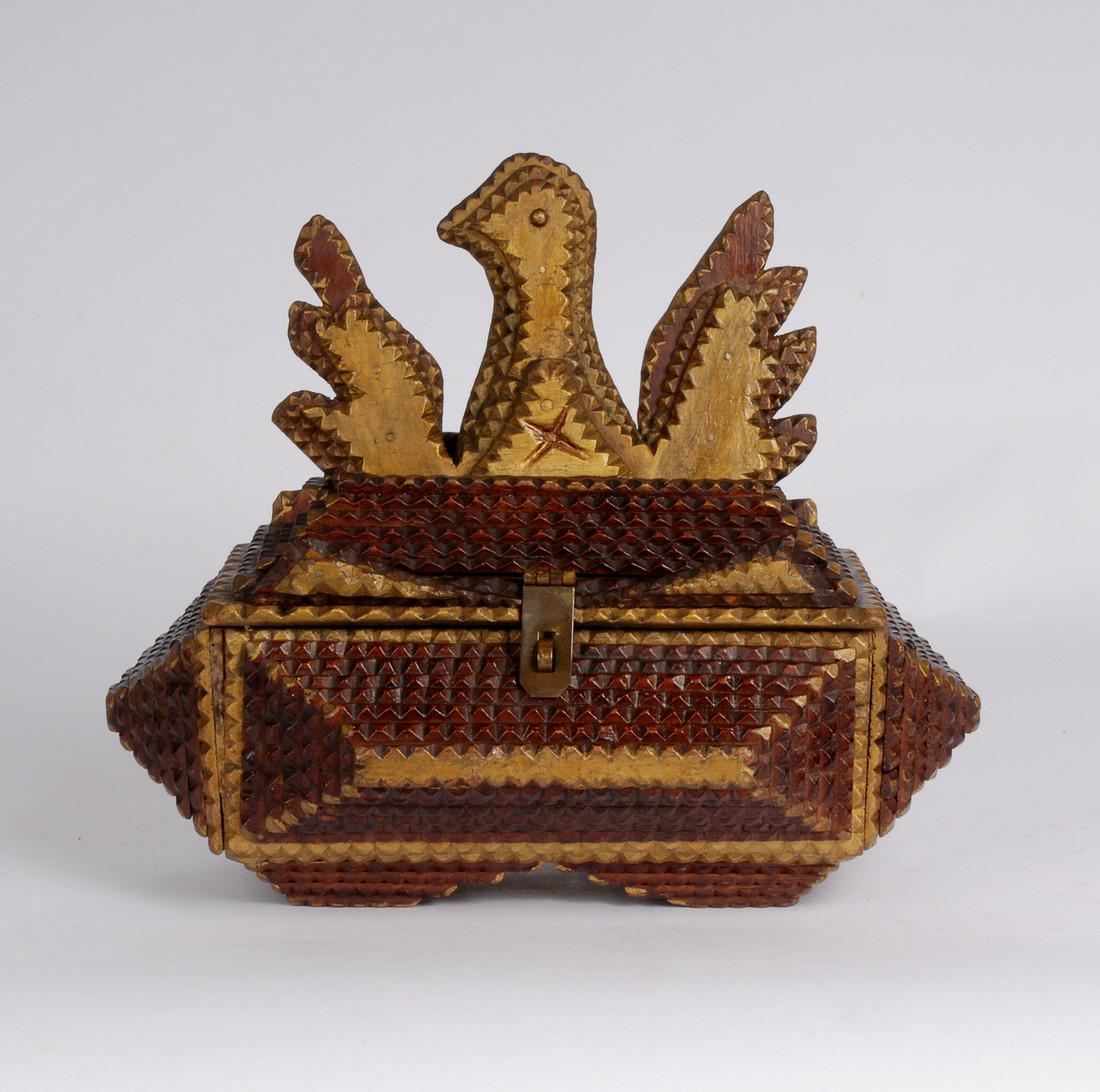 Tramp Art Box w Carved Eagle (1 of 6)