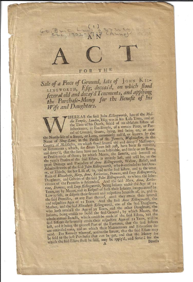 1713 Act Sale of Killingworth Queen Anne (1 of 2)