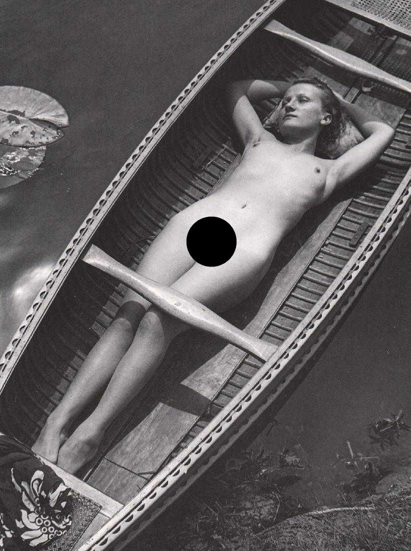 PIERRE BOUCHER - Nude in Canoe, 1935: Artist: PIERRE BOUCHER Print Title: Nude in Canoe, 1935 Medium: Photoengraving Printed 1988 in France Image size (inches) approx. 10 x 8” Pierre Boucher( Paris , February 29 , 1908 - Faremoutiers , 