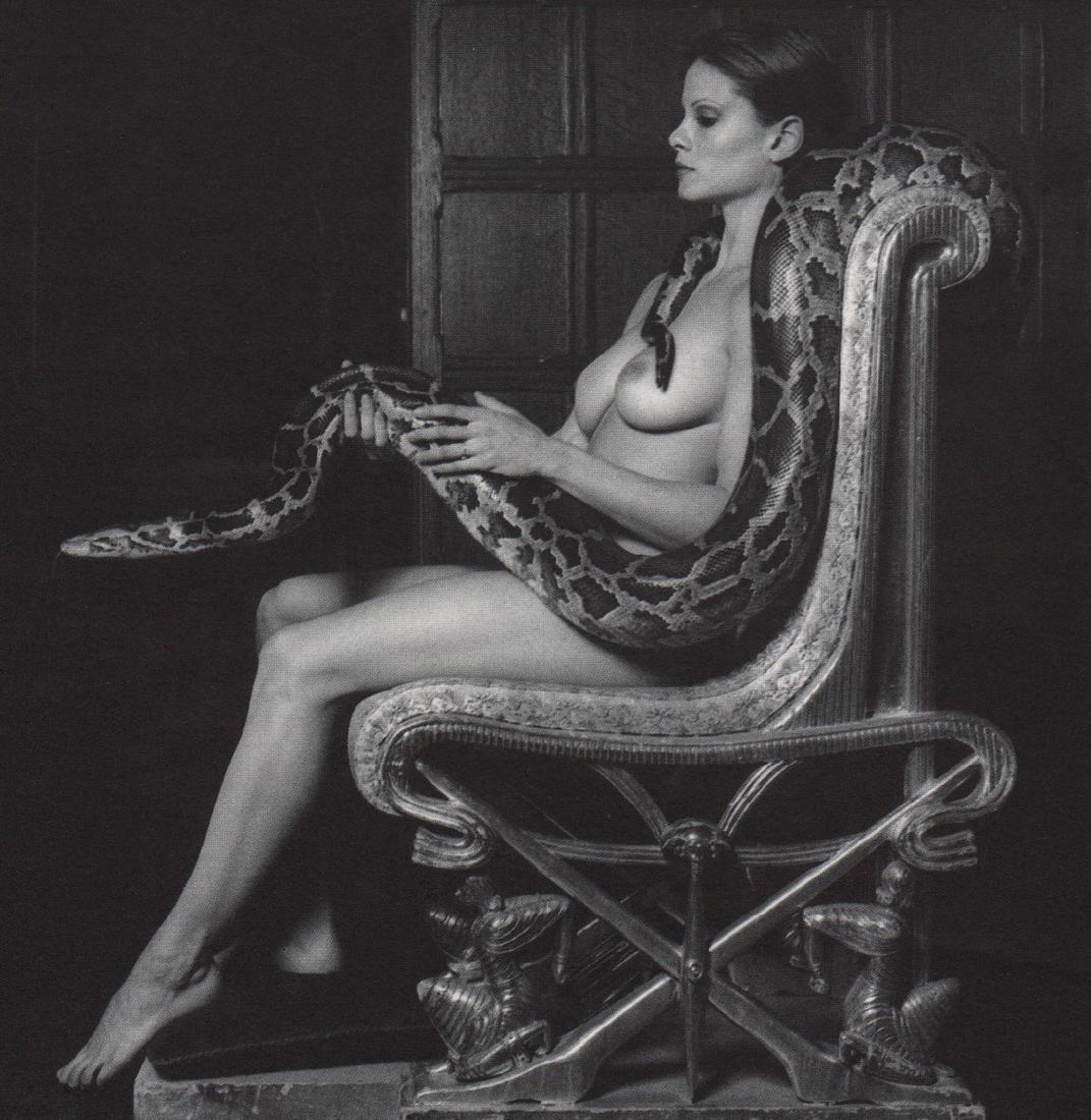MAPPLETHORPE - Nude with snake: Artist: MAPPLETHORPE Print Title: Nude with snake Medium: photolithograph Printed 1980’s in Italy Image size (inches) approx.6 x6” Robert Mapplethorpe was an American photographer, known for his s